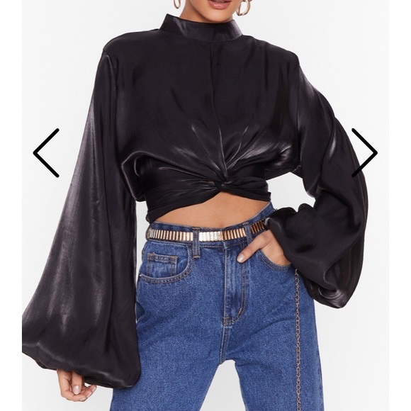 Nasty Gal Tops - Shimmer knot front blouse